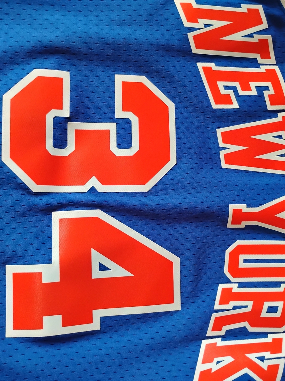 New York Blue Basketball Jersey with Red Number 34 - Picture 4 of 9